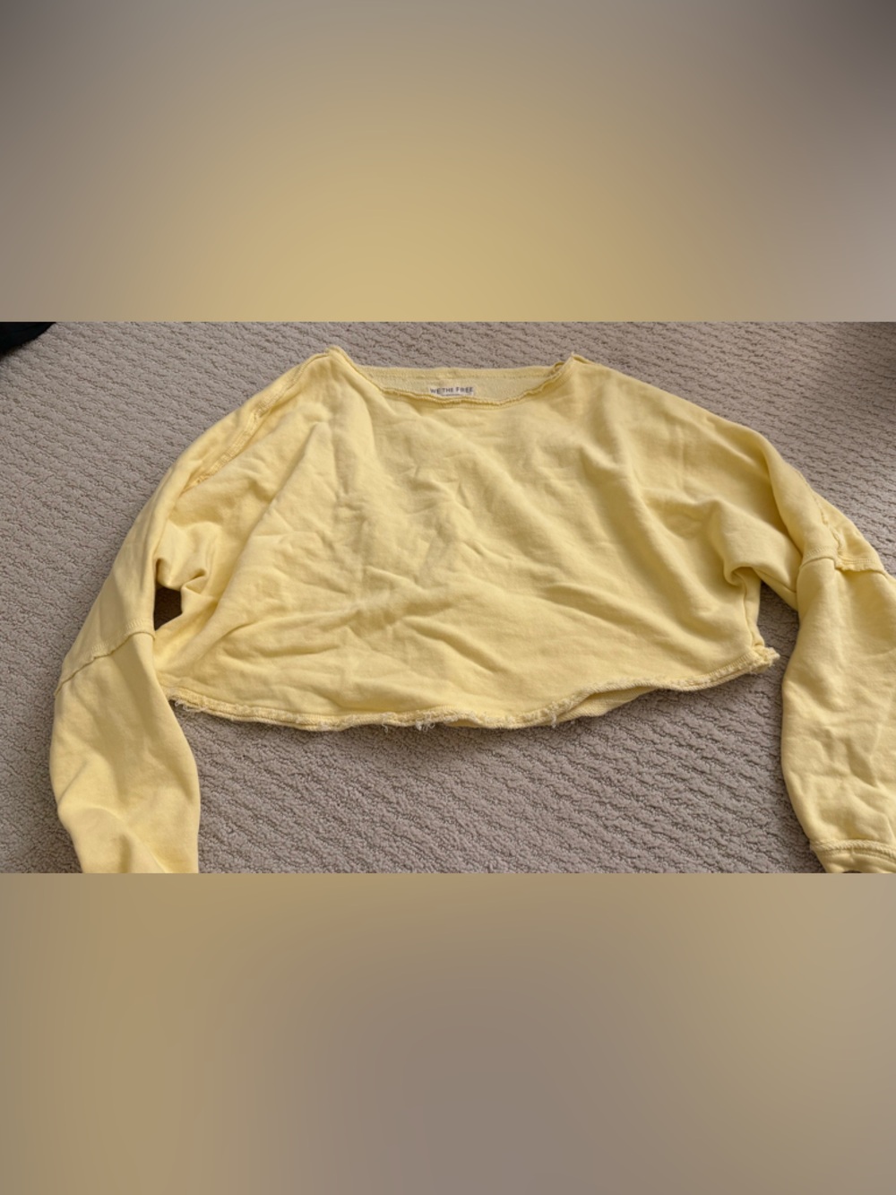 Free People Yellow Off-the-Shoulder Cropped Sweater